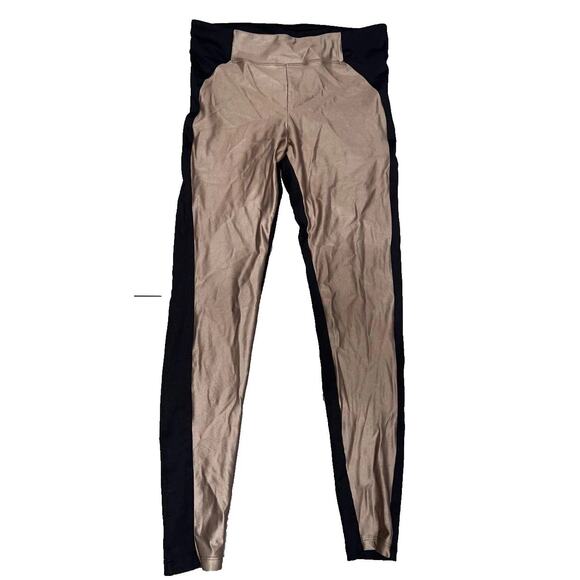 Koral Pants - Koral Black & Caramel Nylon Preppy Leggings Size Large A003156